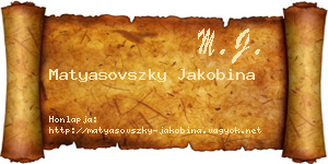 Matyasovszky Jakobina névjegykártya